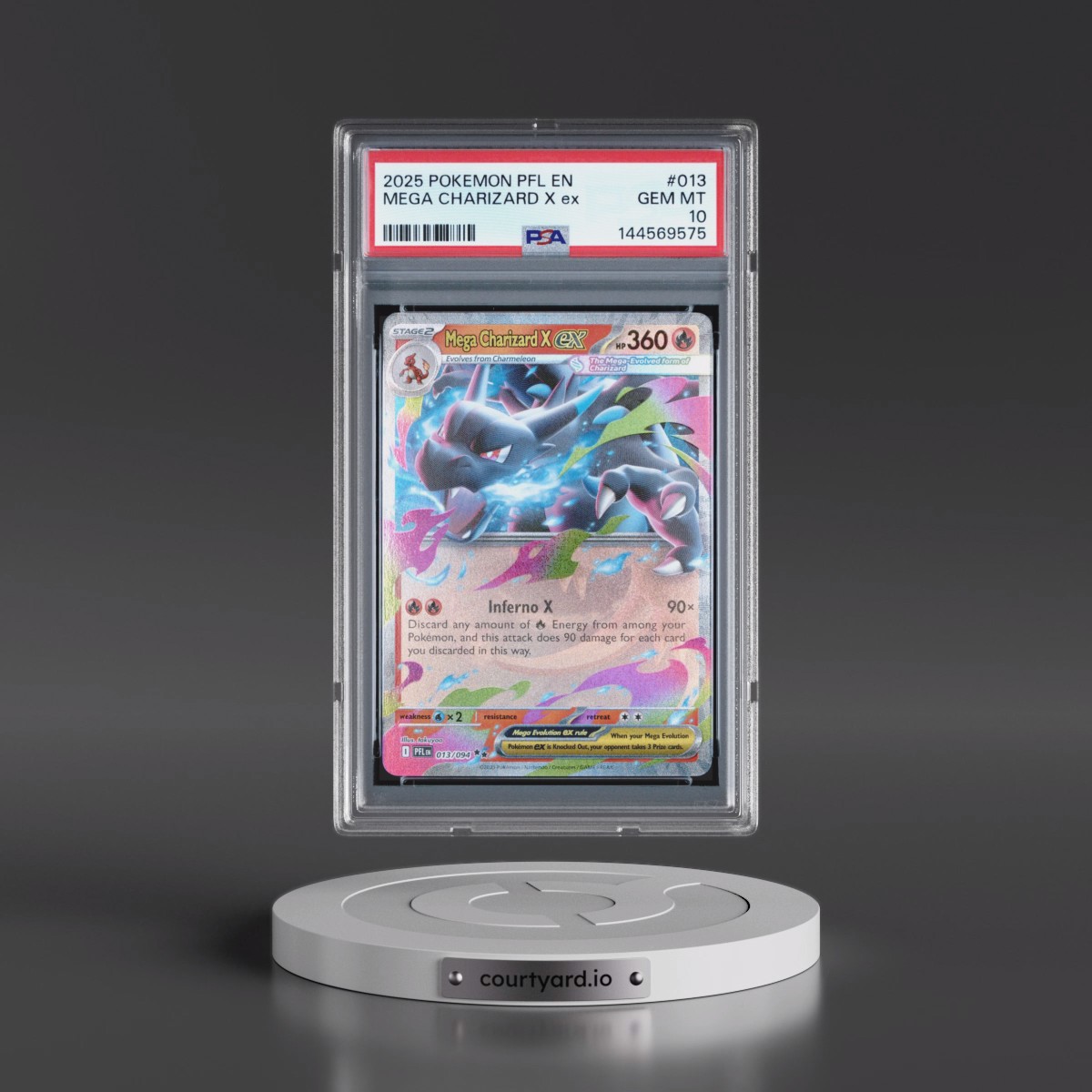 2025 Pokémon Pfl EN-Phantasmal Flames #013 Mega Charizard X EX - Holo (PSA 10 GEM MINT)