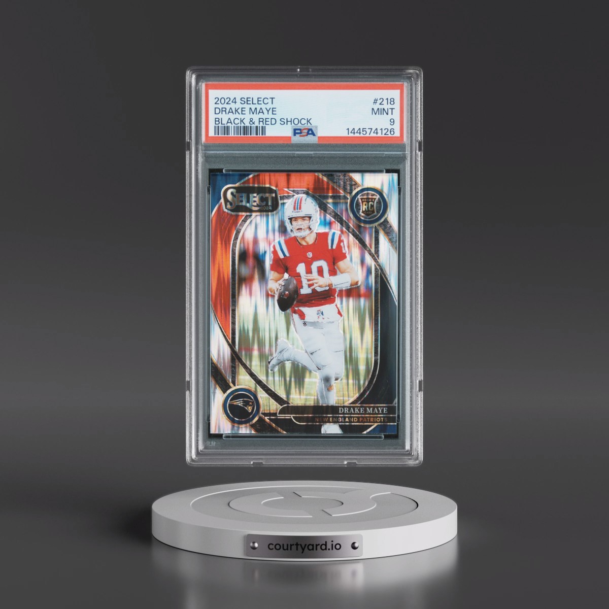 2024 Panini Select #218 Drake Maye - Black & Red Shock (PSA 9 MINT)