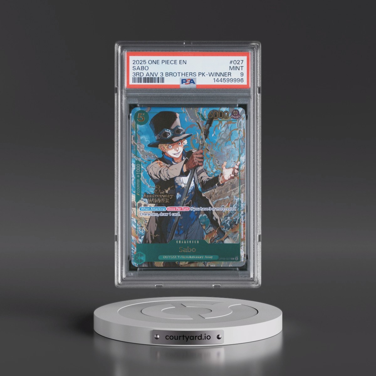 2025 One Piece 3rd Anniversary Tournament 3 Brothers Pack #027 Sabo - Winner (PSA 9 MINT)