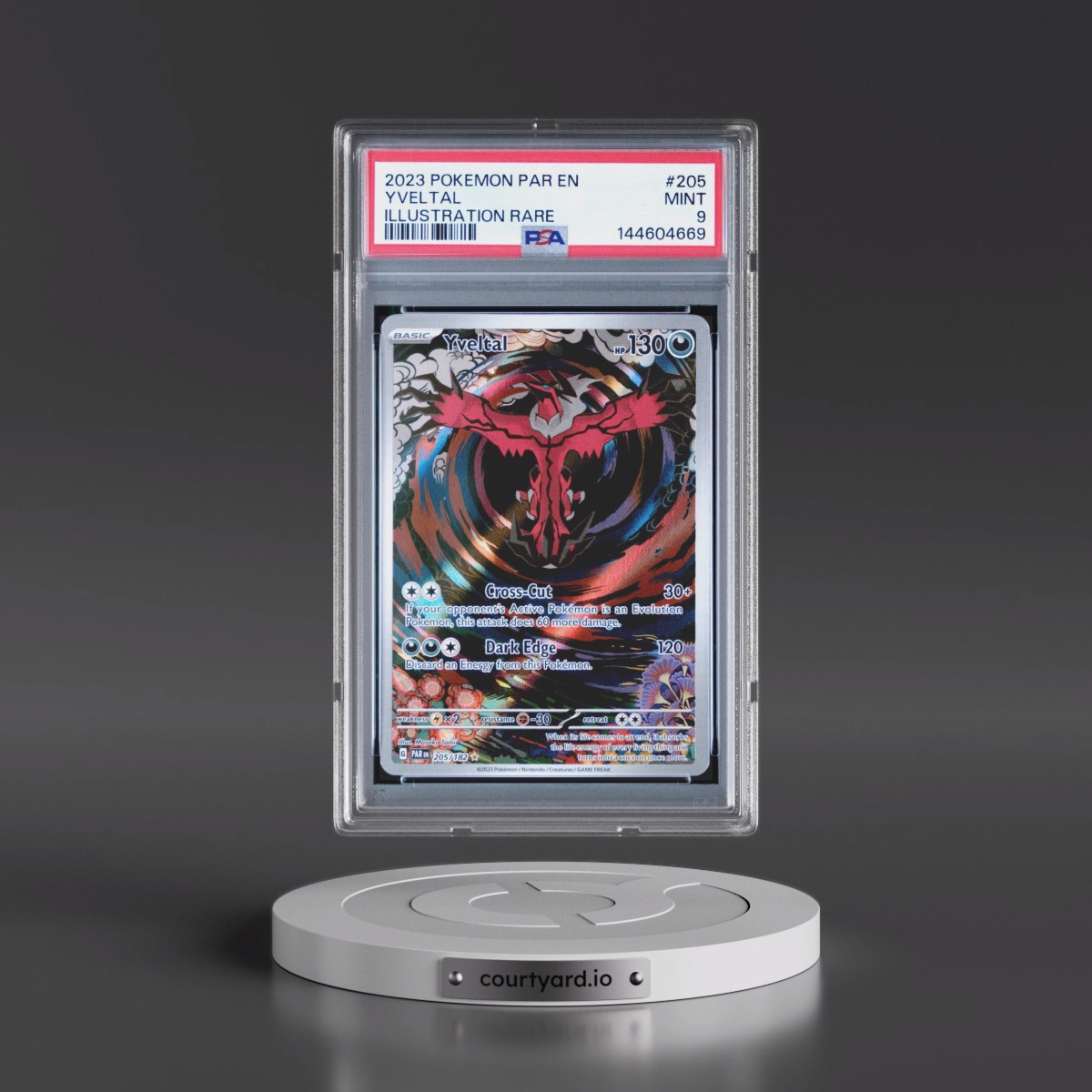 2023 Pokémon Par EN-Paradox Rift #205 Yveltal - Illustration Rare (PSA 9 MINT)