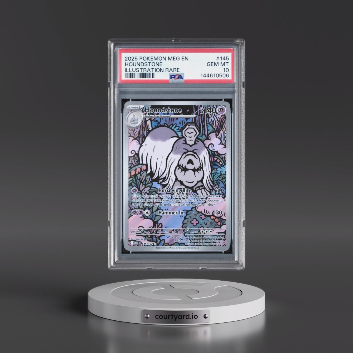 2025 Pokémon Meg EN-Mega Evolution #145 Houndstone - Illustration Rare (PSA 10 GEM MINT)