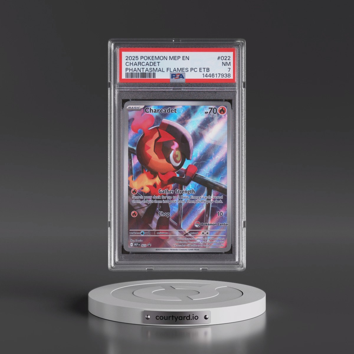 2025 Pokémon Mep EN-Me Black Star Promo #022 Charcadet - Phantasmal Flames Pokemon Center Elite Trainer Box (PSA 7 NM)