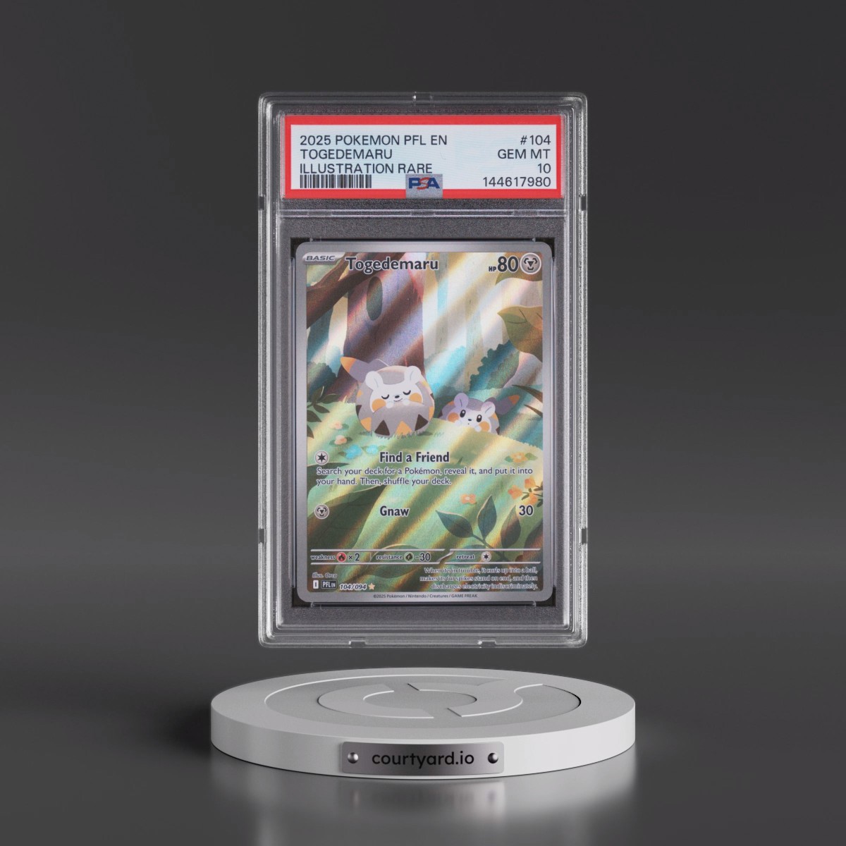 2025 Pokémon Pfl EN-Phantasmal Flames #104 Togedemaru - Illustration Rare (PSA 10 GEM MINT)