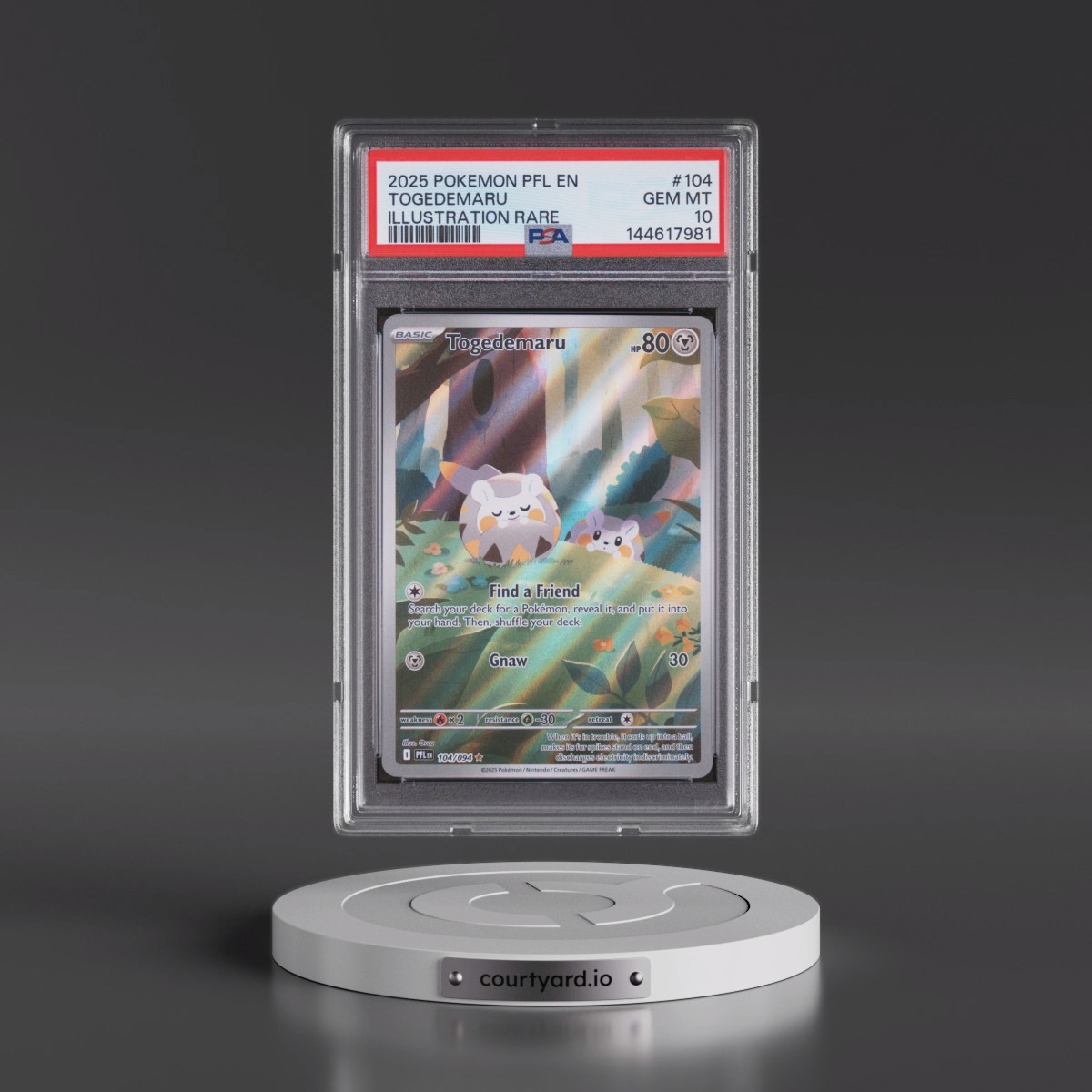 2025 Pokémon Pfl EN-Phantasmal Flames #104 Togedemaru - Illustration Rare (PSA 10 GEM MINT)