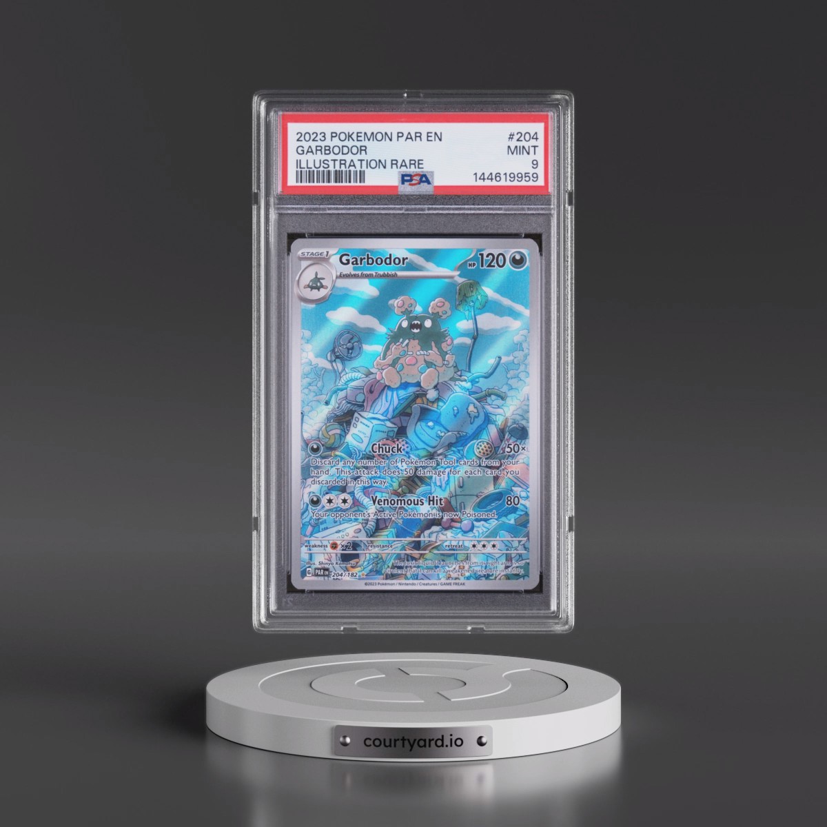 2023 Pokémon Par EN-Paradox Rift #204 Garbodor - Illustration Rare (PSA 9 MINT)