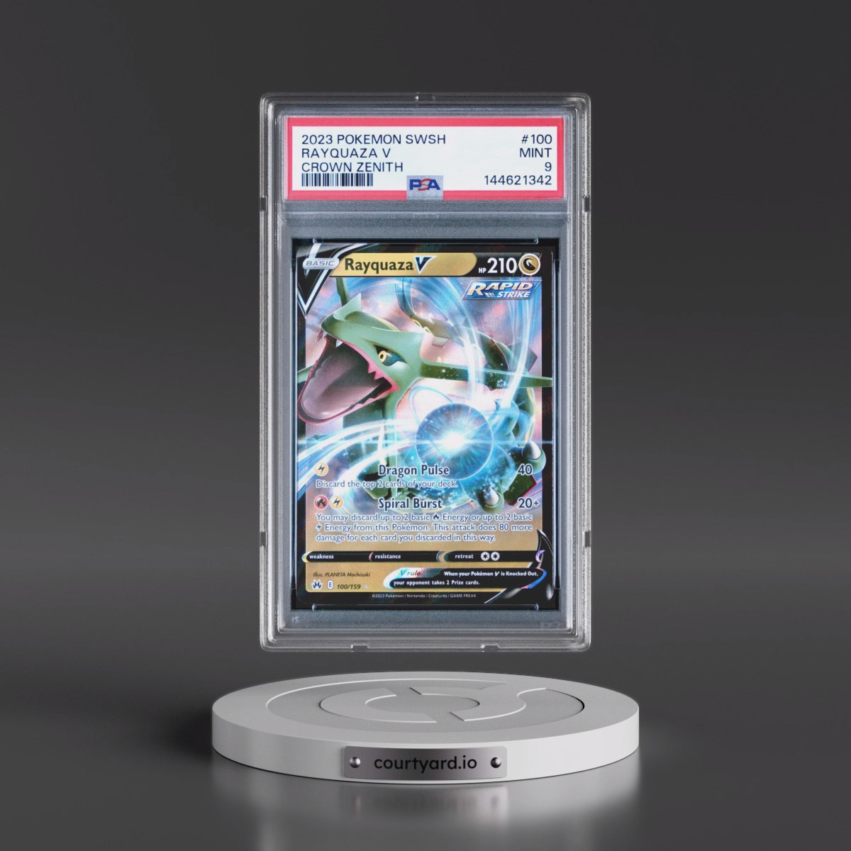 2023 Pokémon Sword and Shield Crown Zenith #100 Rayquaza V - Holo (PSA 9 MINT)