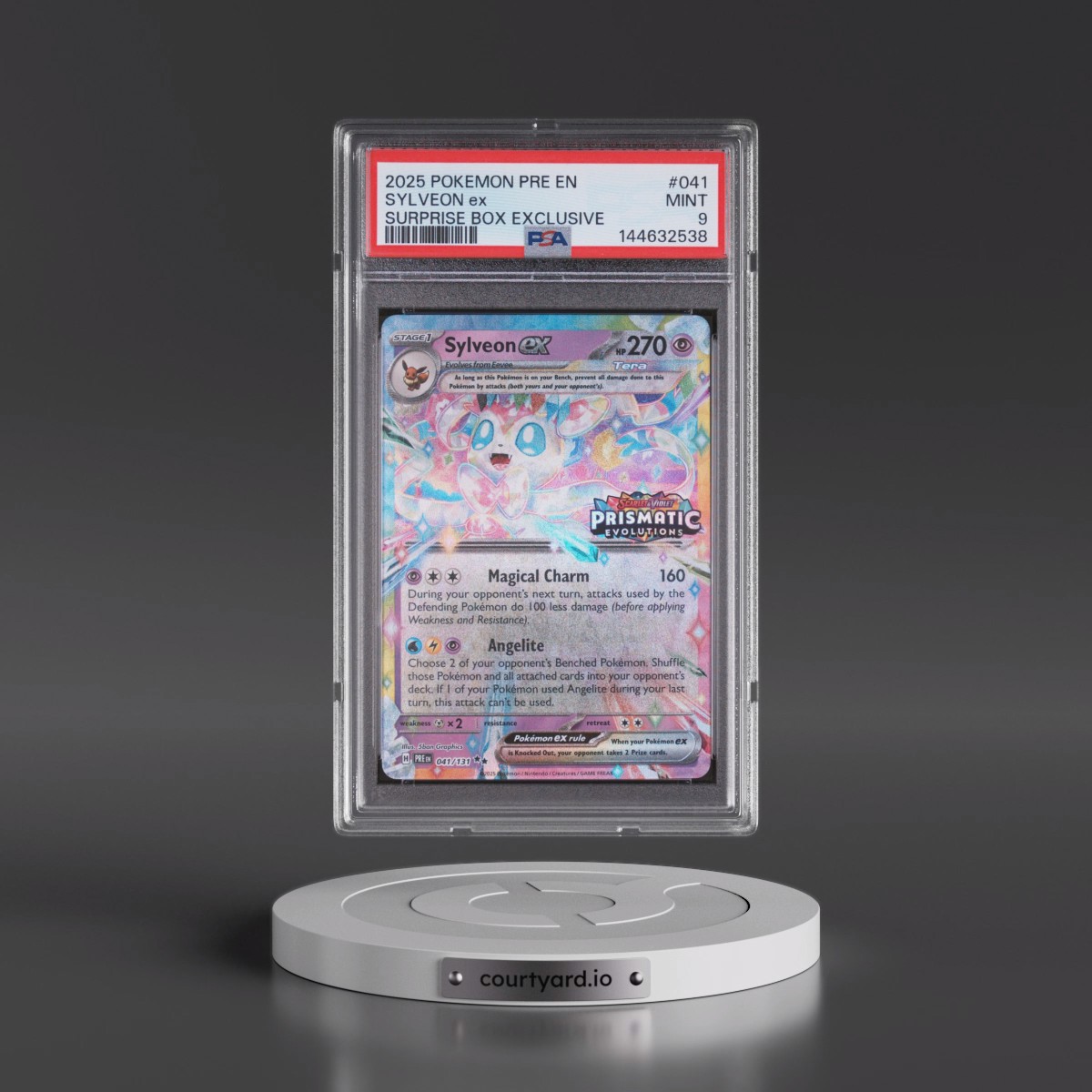 2025 Pokémon Pre EN-Prismatic Evolutions #041 Sylveon EX - Holo Surprise Box Exclusive (PSA 9 MINT)