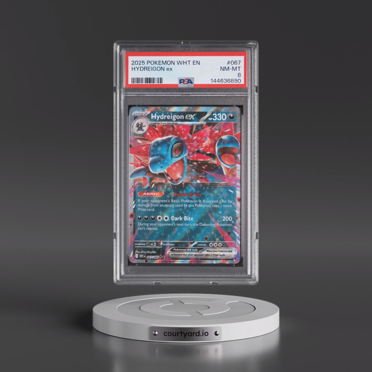 2025 Pokémon Wht EN-White Flare #067 Hydreigon EX - Holo (PSA 8 NM-MT)