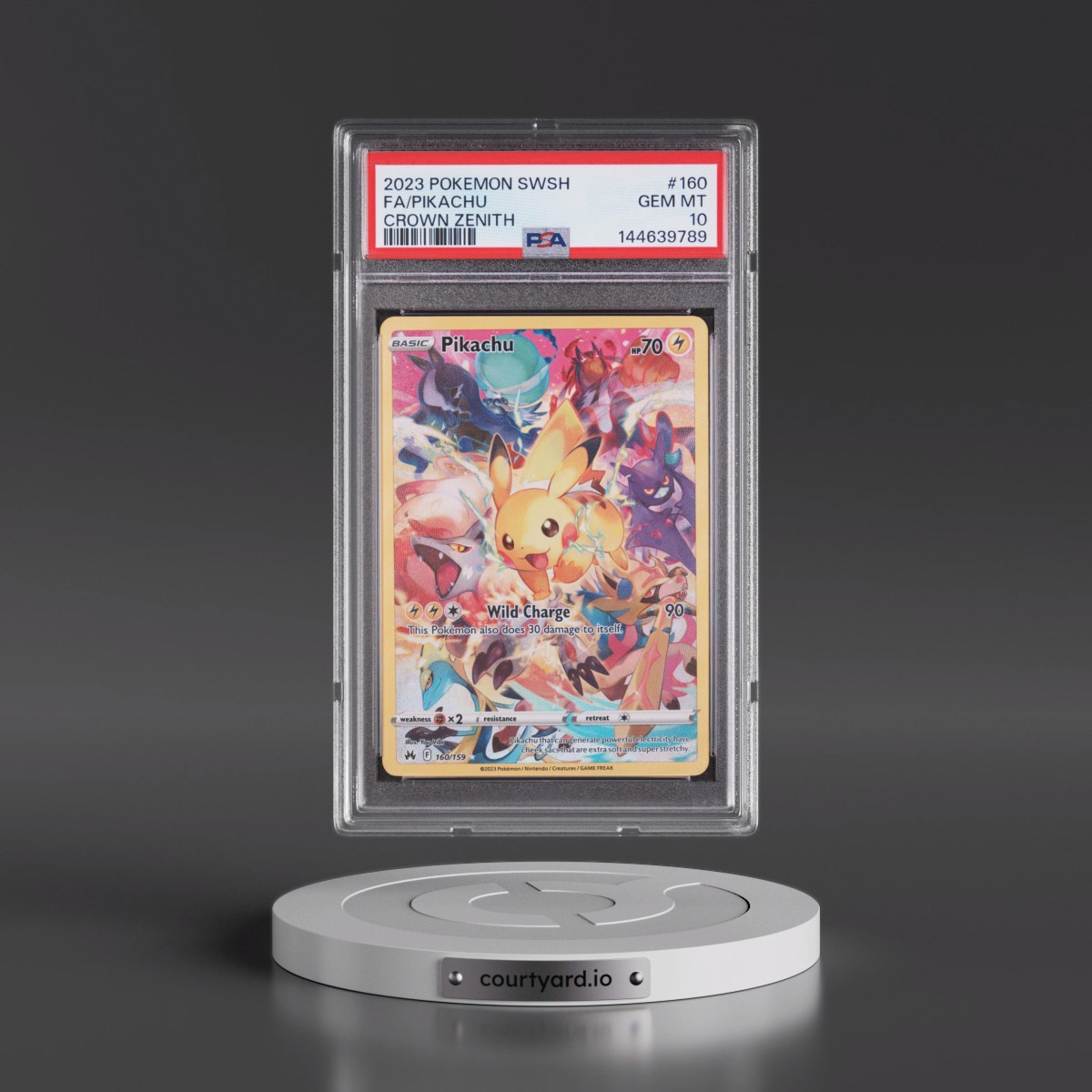 2023 Pokémon Sword and Shield Crown Zenith #160 Pikachu - Full Art (PSA 10 GEM MINT)