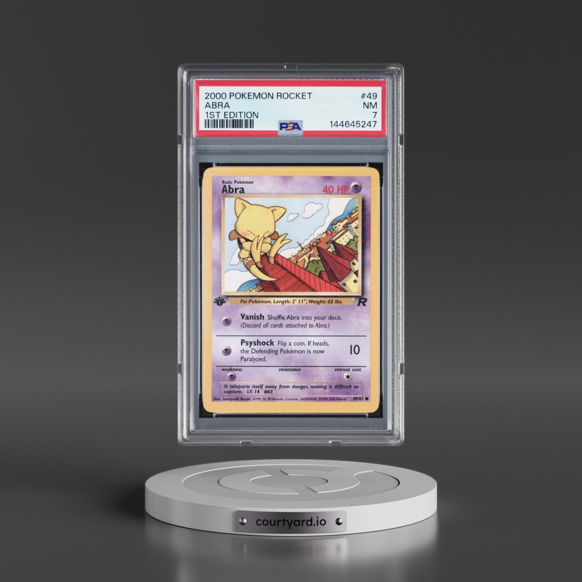 2000 Pokémon Rocket #49 Abra - 1st Edition (PSA 7 NM)