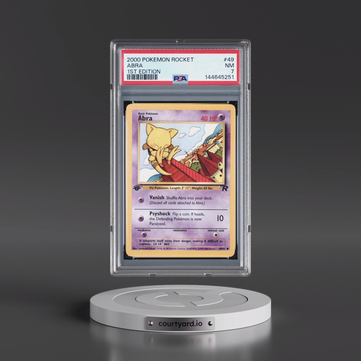 2000 Pokémon Rocket #49 Abra - 1st Edition (PSA 7 NM)