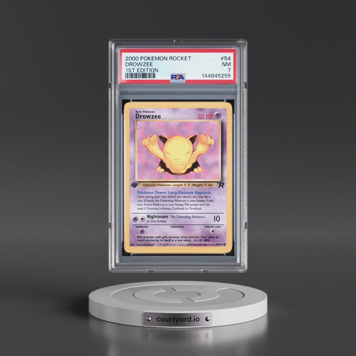 2000 Pokémon Rocket #54 Drowzee - 1st Edition (PSA 7 NM)