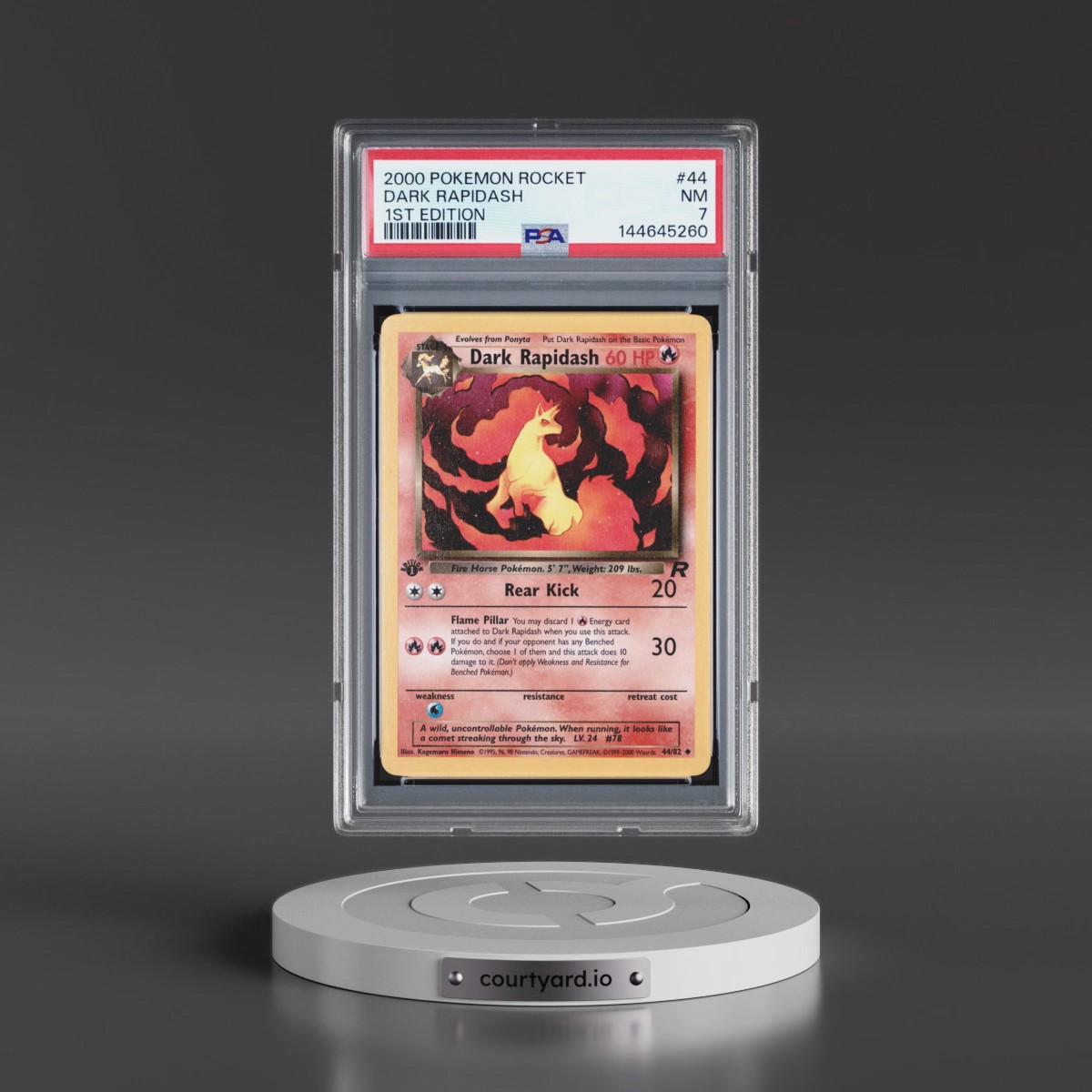 2000 Pokémon Rocket #44 Dark Rapidash - 1st Edition (PSA 7 NM)