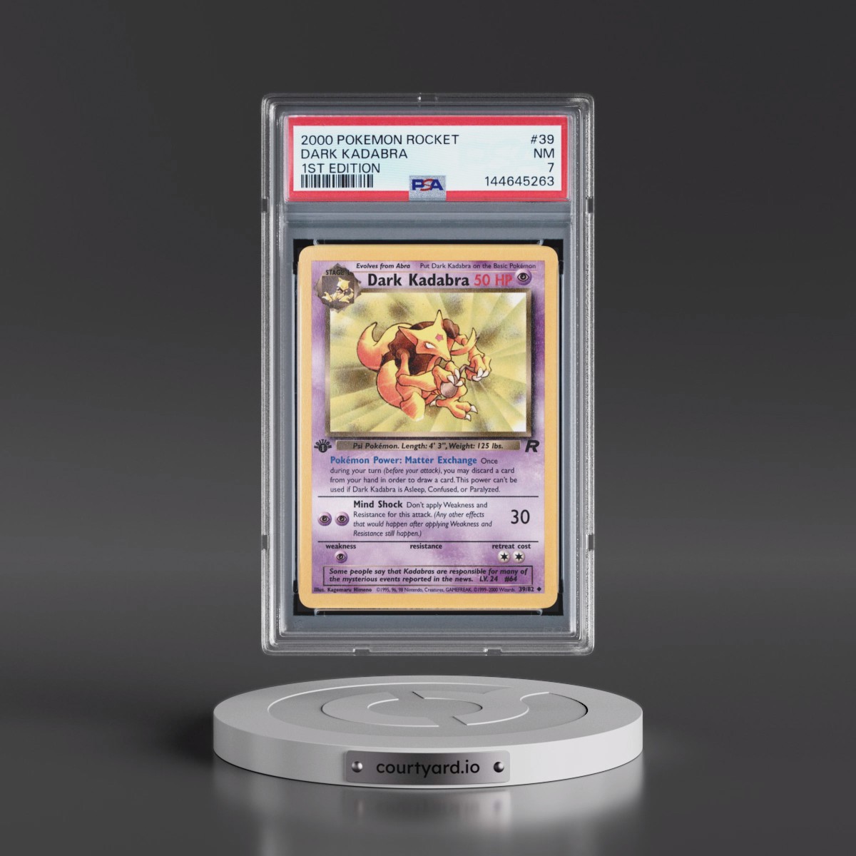 2000 Pokémon Rocket #39 Dark Kadabra - 1st Edition (PSA 7 NM)