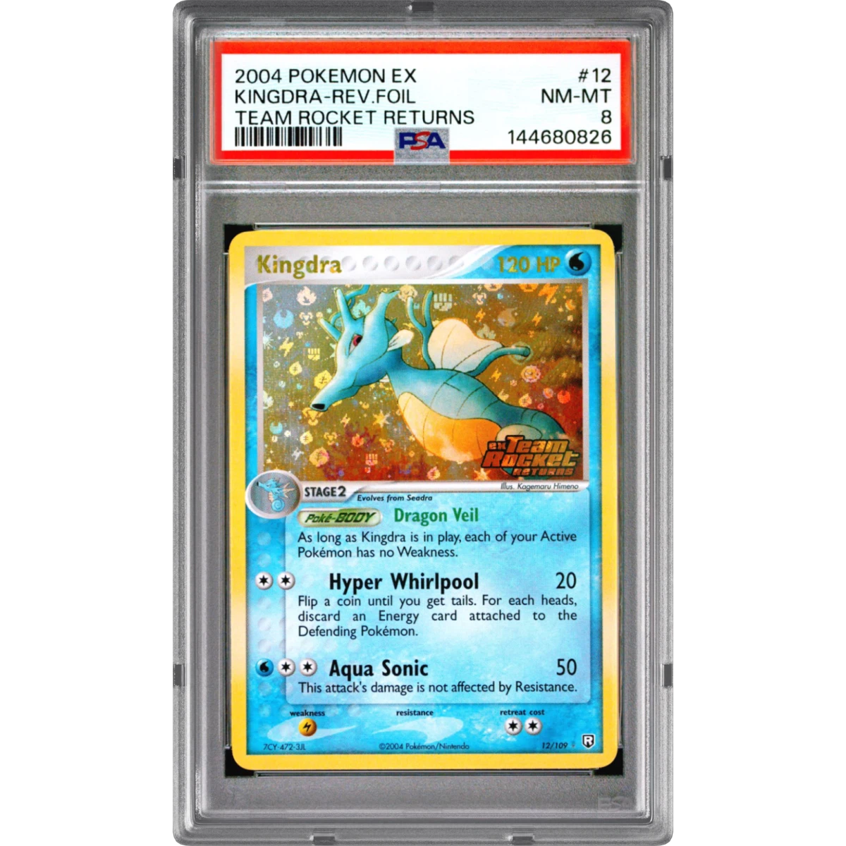 2004 Pokémon EX Team Rocket Returns #12 Kingdra - Reverse Foil (PSA 8 NM-MT)