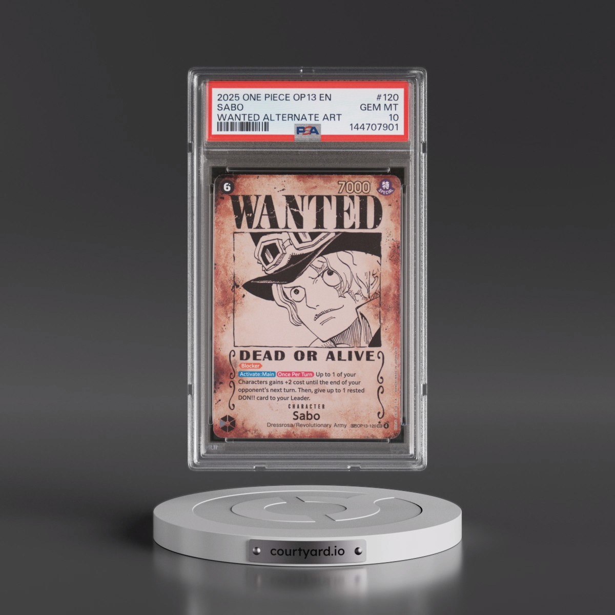 2025 One Piece OP13-Carrying on His Will #120 Sabo - Wanted Alternate Art (PSA 10 GEM MINT)