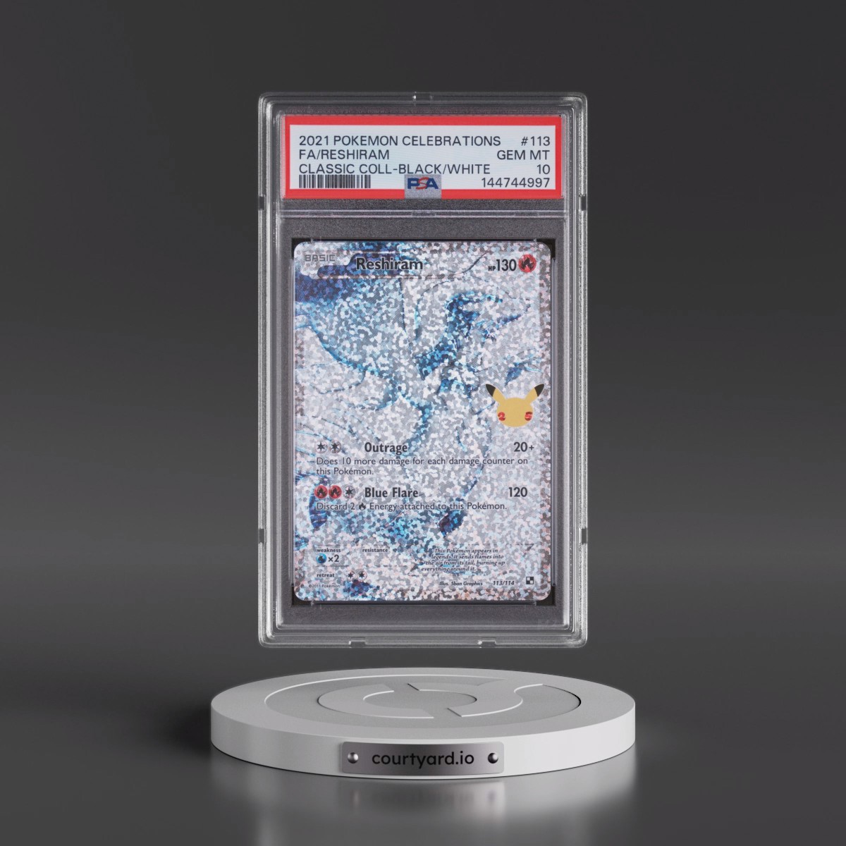 2021 Pokémon Celebrations Classic Collection #113 Reshiram - Full Art (PSA 10 GEM MINT)