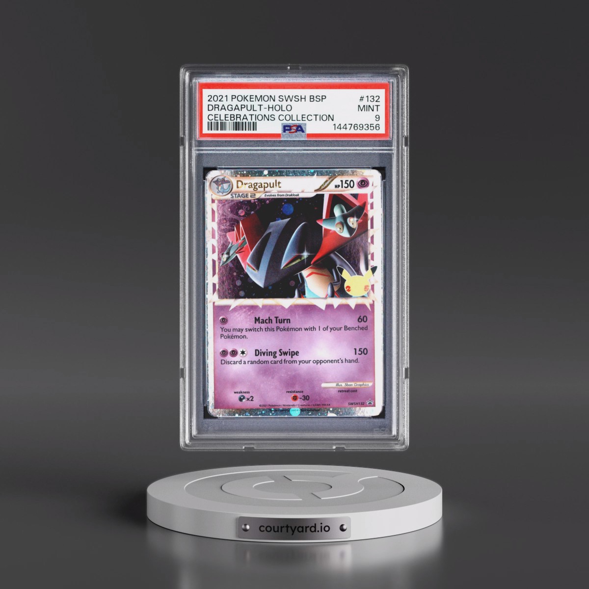 2021 Pokémon Swsh Black Star Promo #132 Dragapult - Holo Celebrations Collection (PSA 9 MINT)