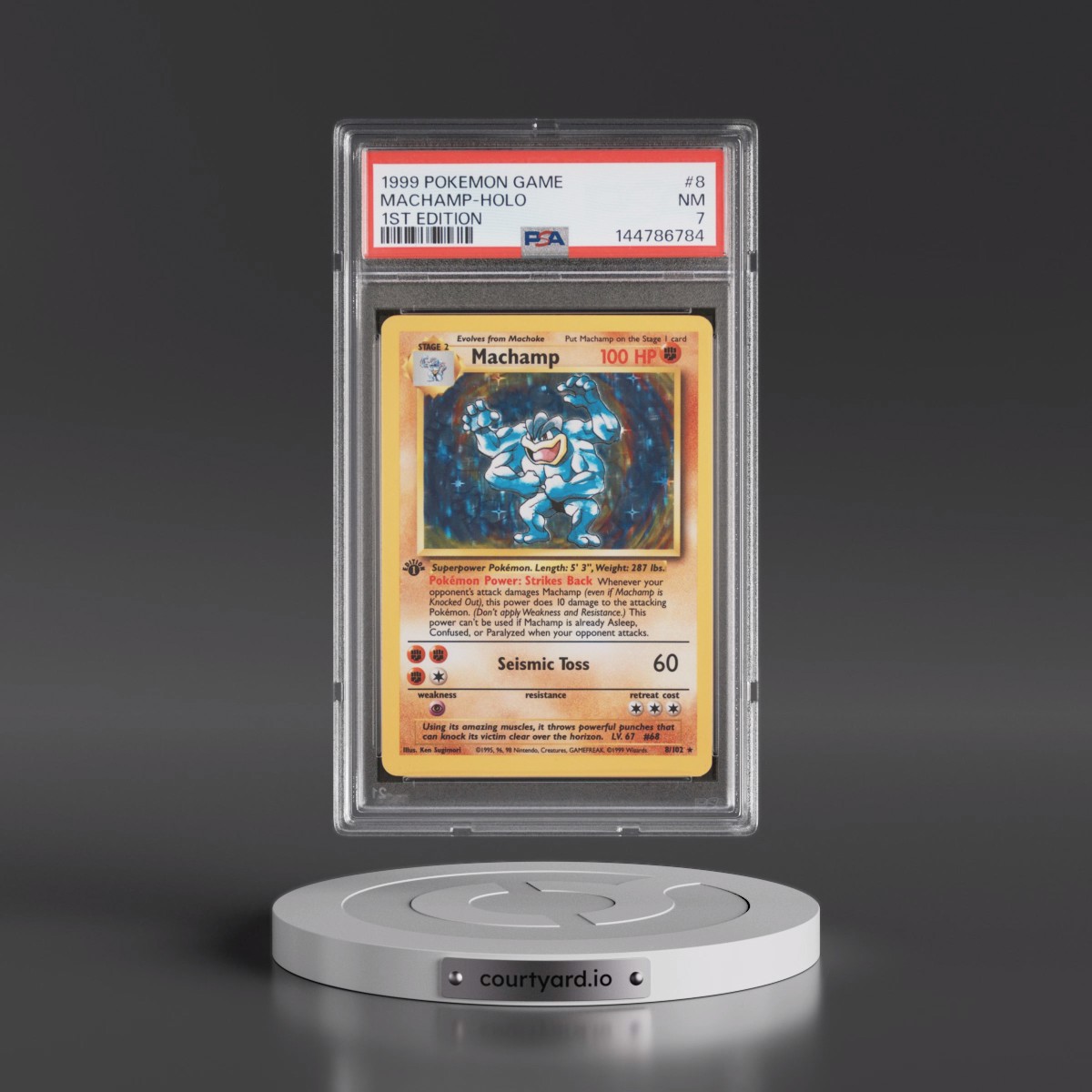 1999 Pokémon Game #8 Machamp - 1st Edition Holo (PSA 7 NM)