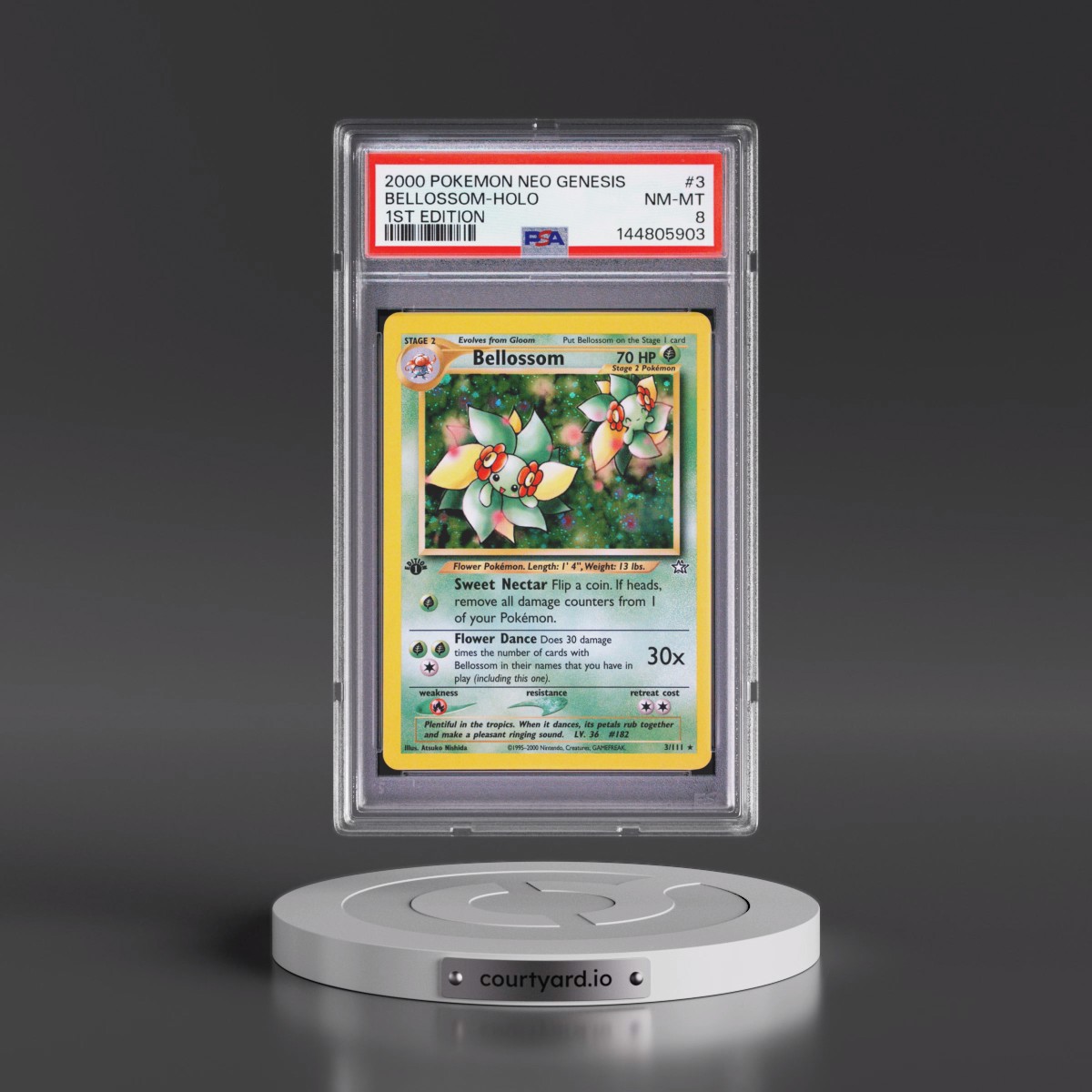 2000 Pokémon Neo Genesis #3 Bellossom - 1st Edition Holo (PSA 8 NM-MT)