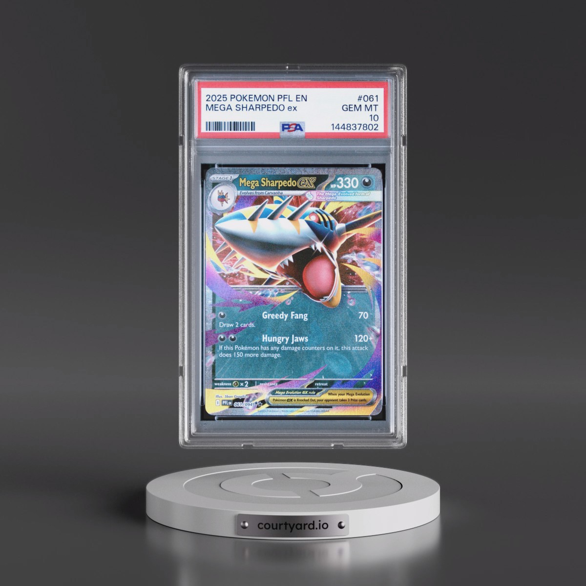 2025 Pokémon Pfl EN-Phantasmal Flames #061 Mega Sharpedo EX - Holo (PSA 10 GEM MINT)