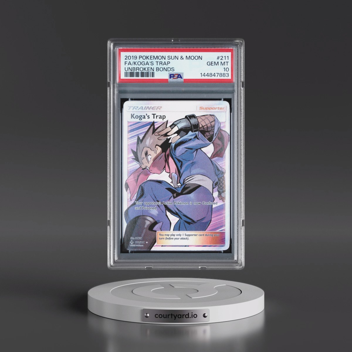 2019 Pokémon Sun & Moon Unbroken Bonds #211 Koga's Trap - Full Art (PSA 10 GEM MINT)