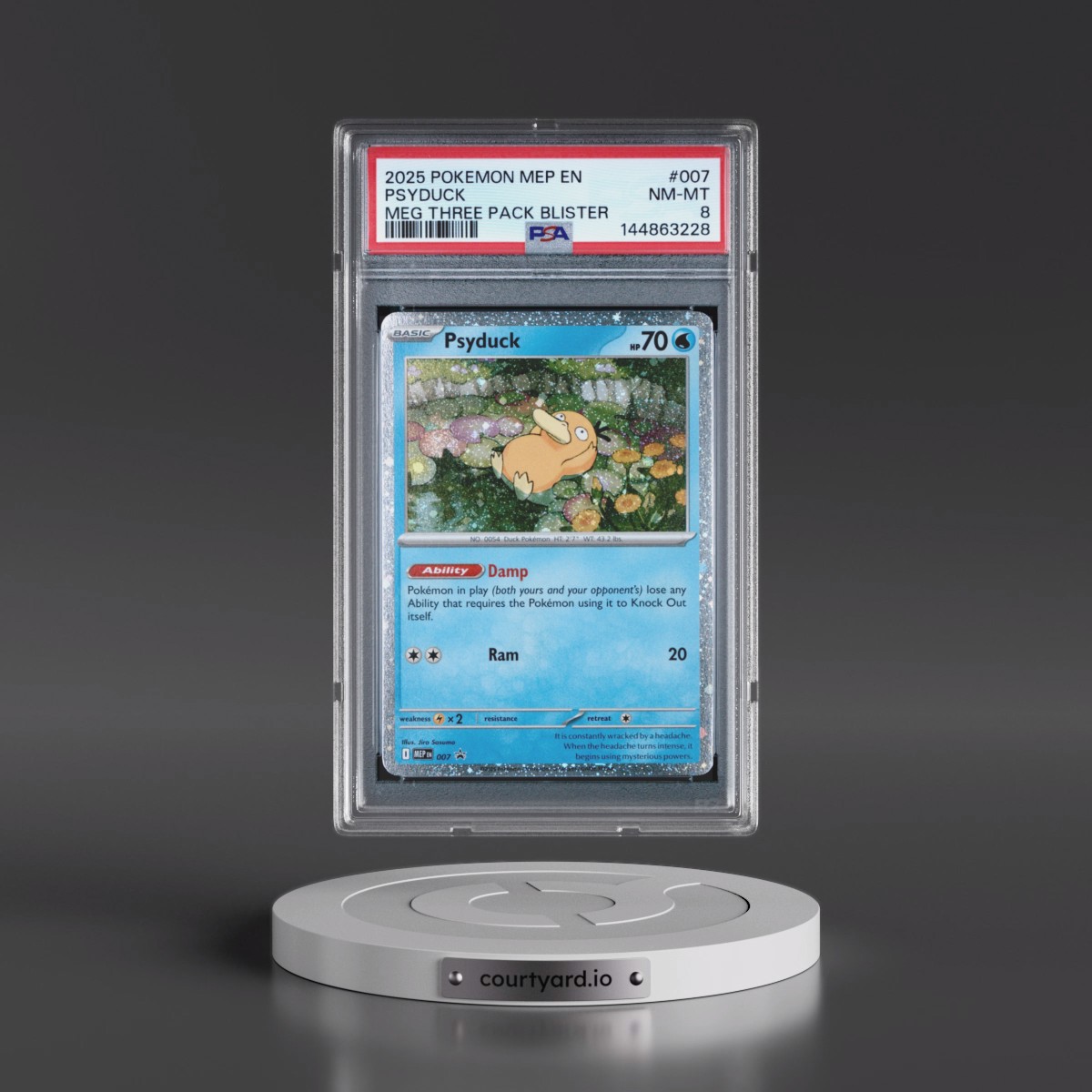 2025 Pokémon Mep EN-Me Black Star Promo #007 Psyduck - Mega Evolution Three Pack Blister (PSA 8 NM-MT)