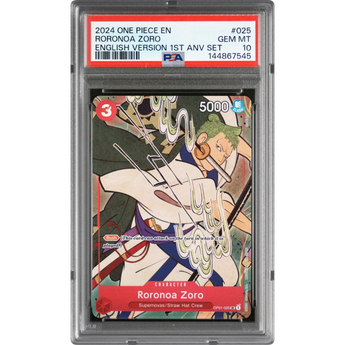 2024 One Piece English Version 1st Anniversary Set #025 Roronoa Zoro (PSA 10 GEM MINT)