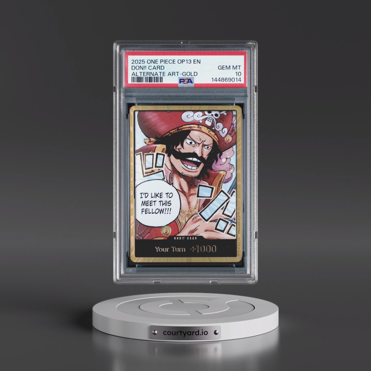2025 One Piece OP13-Carrying on His Will Don!! Card - Alternate Art-Gold PSA 10