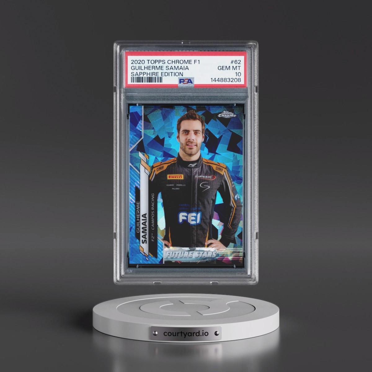 2020 Topps Chrome Formula 1 Sapphire Edition #62 Guilherme Samaia (PSA 10 GEM MINT)