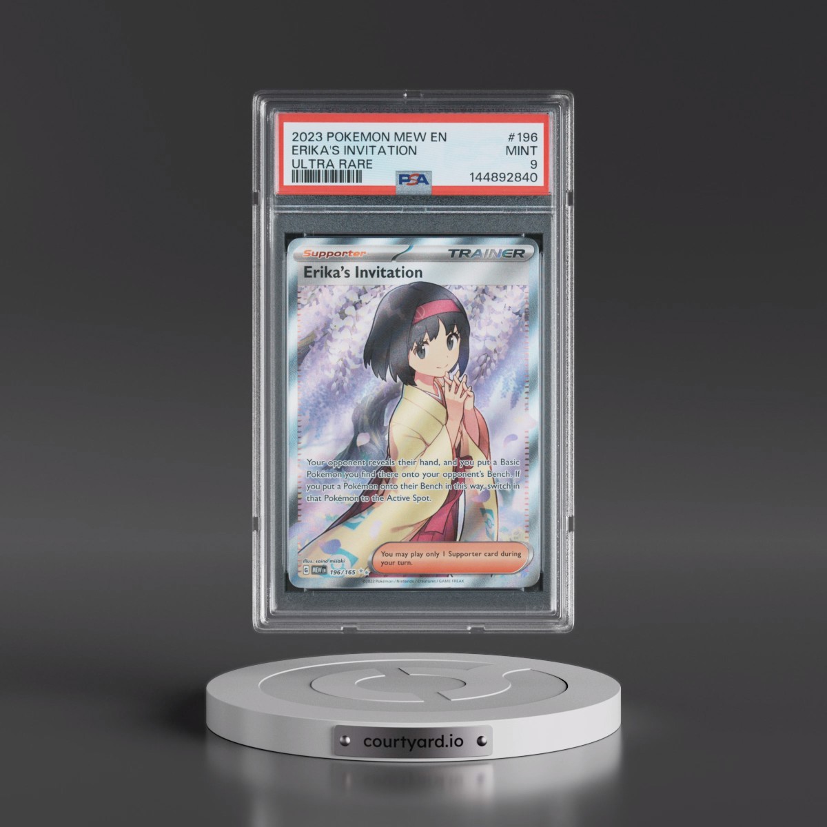 2023 Pokémon Mew EN-151 #196 Erika's Invitation - Ultra Rare (PSA 9 MINT)