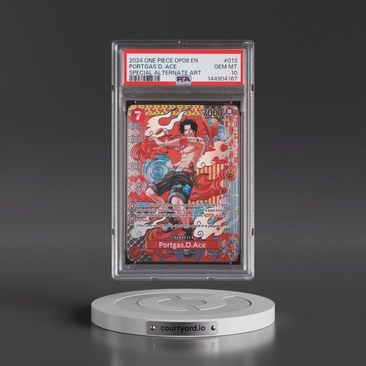 2024 One Piece OP08-Two Legends #013 Portgas D. Ace - Special Alternate Art (PSA 10 GEM MINT)