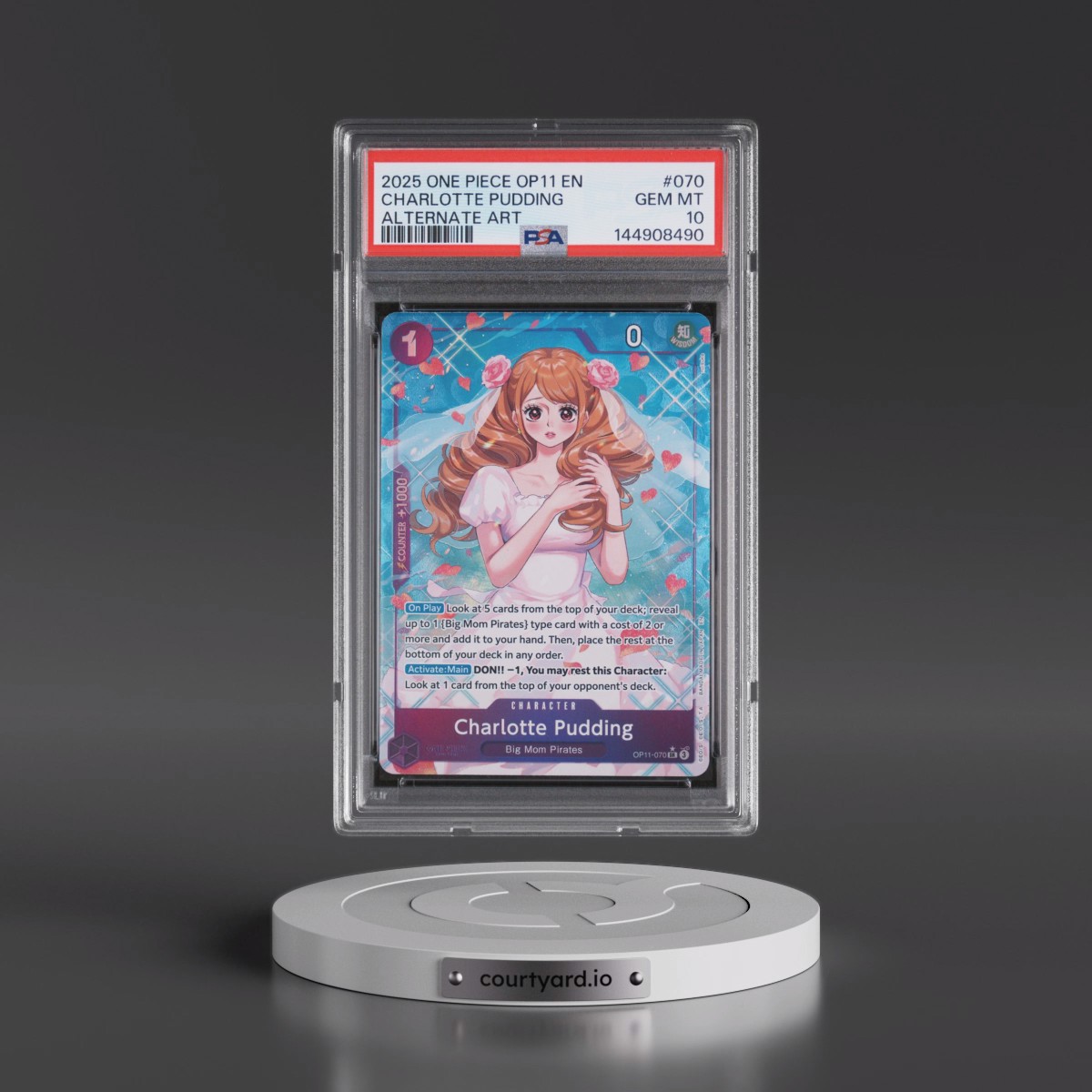 2025 One Piece OP11-A Fist of Divine Speed #070 Charlotte Pudding - Alternate Art (PSA 10 GEM MINT)