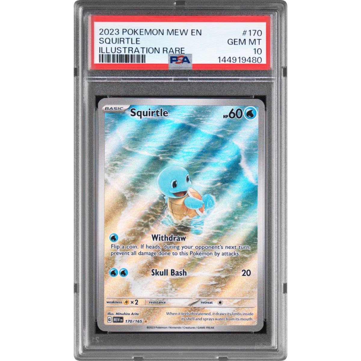 2023 Pokémon Mew EN-151 #170 Squirtle - Illustration Rare (PSA 10 GEM MINT)