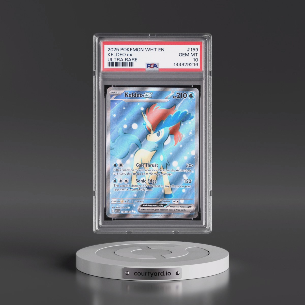 2025 Pokémon Wht EN-White Flare #159 Keldeo EX - Holo Ultra Rare (PSA 10 GEM MINT)