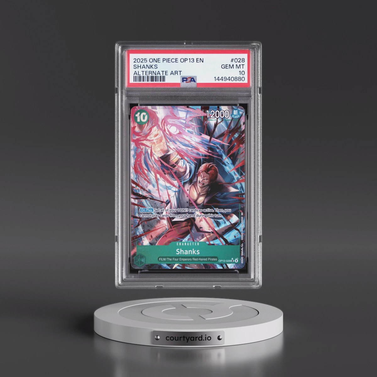 2025 One Piece OP13-Carrying on His Will #028 Shanks - Alternate Art (PSA 10 GEM MINT)