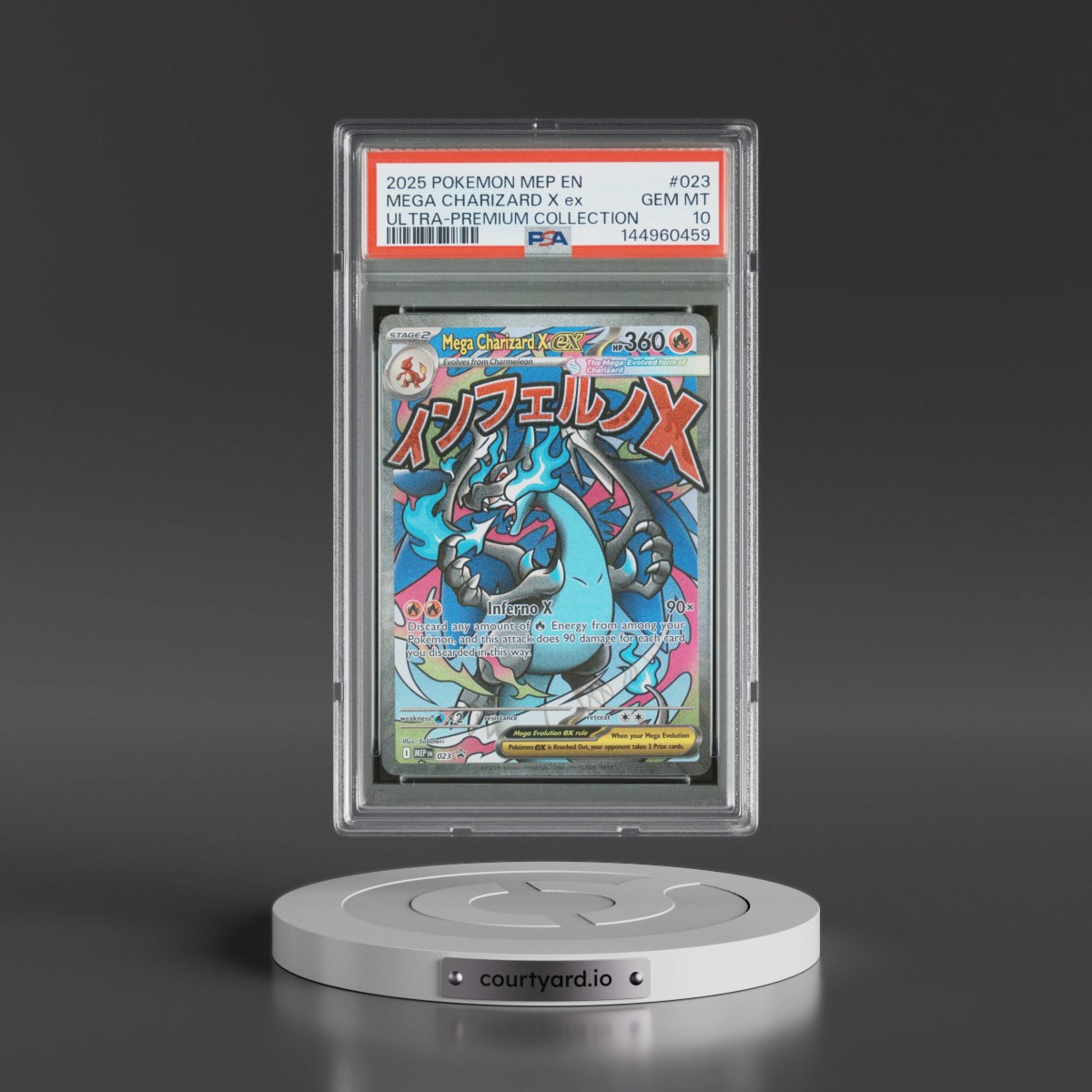 2025 Pokémon Mep EN-Me Black Star Promo #023 Mega Charizard X EX - Holo Mega Charizard X EX Ultra-Premium Collection (PSA 10 GEM MINT)