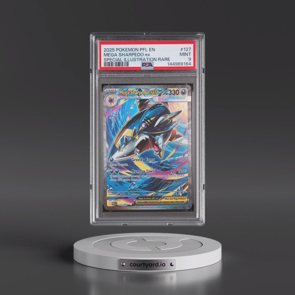 2025 Pokémon Pfl EN-Phantasmal Flames #127 Mega Sharpedo EX - Holo Special Illustration Rare (PSA 9 MINT)