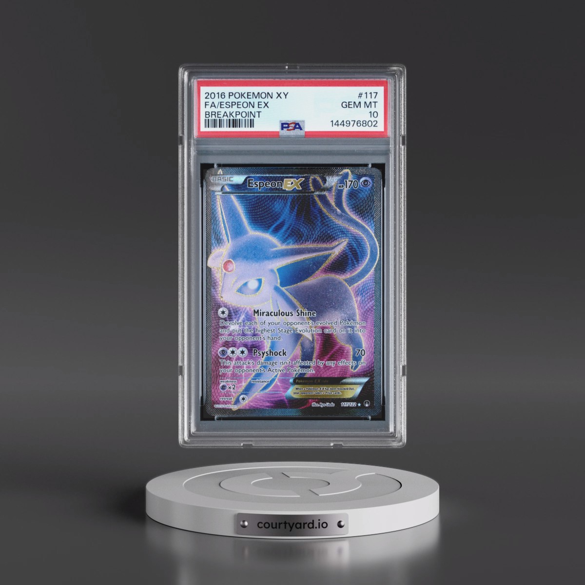 2016 Pokémon XY Breakpoint #117 Espeon EX - Holo Full Art (PSA 10 GEM MINT)