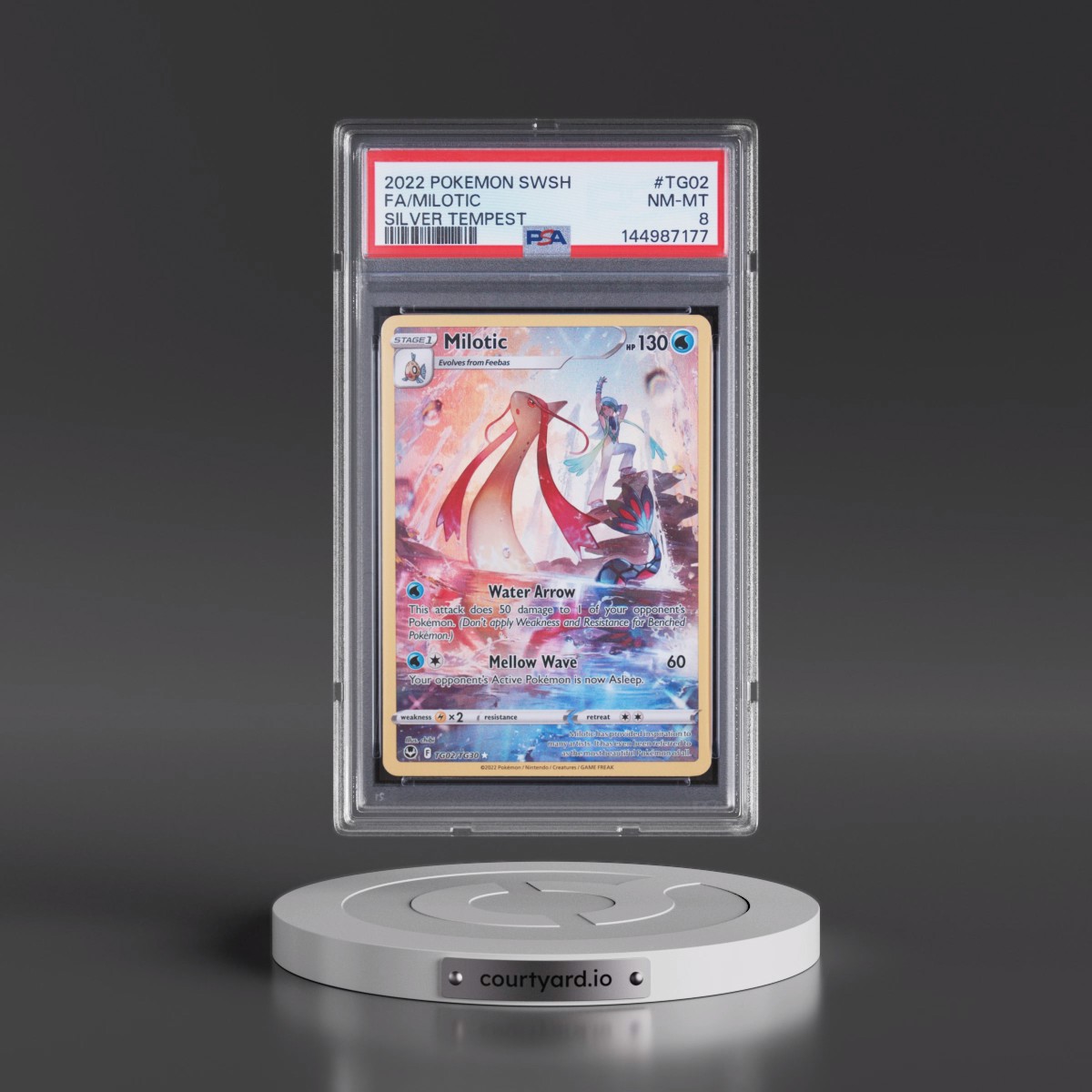 2022 Pokémon Sword & Shield Silver Tempest #TG02 Milotic - Full Art (PSA 8 NM-MT)