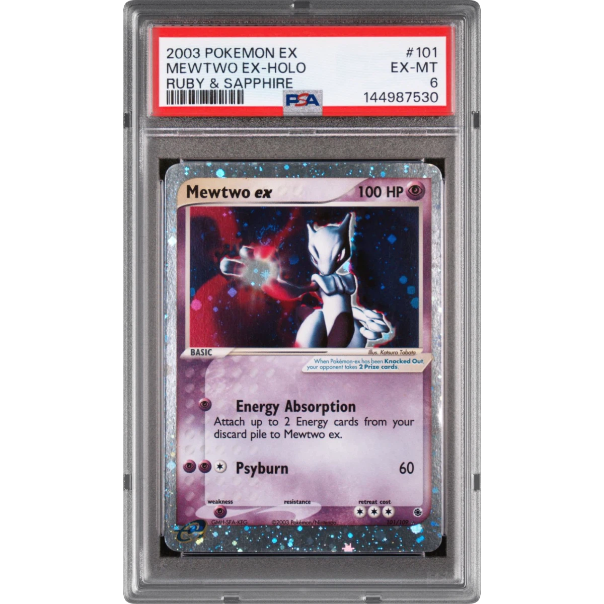 2003 Pokémon EX Ruby & Sapphire #101 Mewtwo EX - Holo Holo (PSA 6 EX-MT)