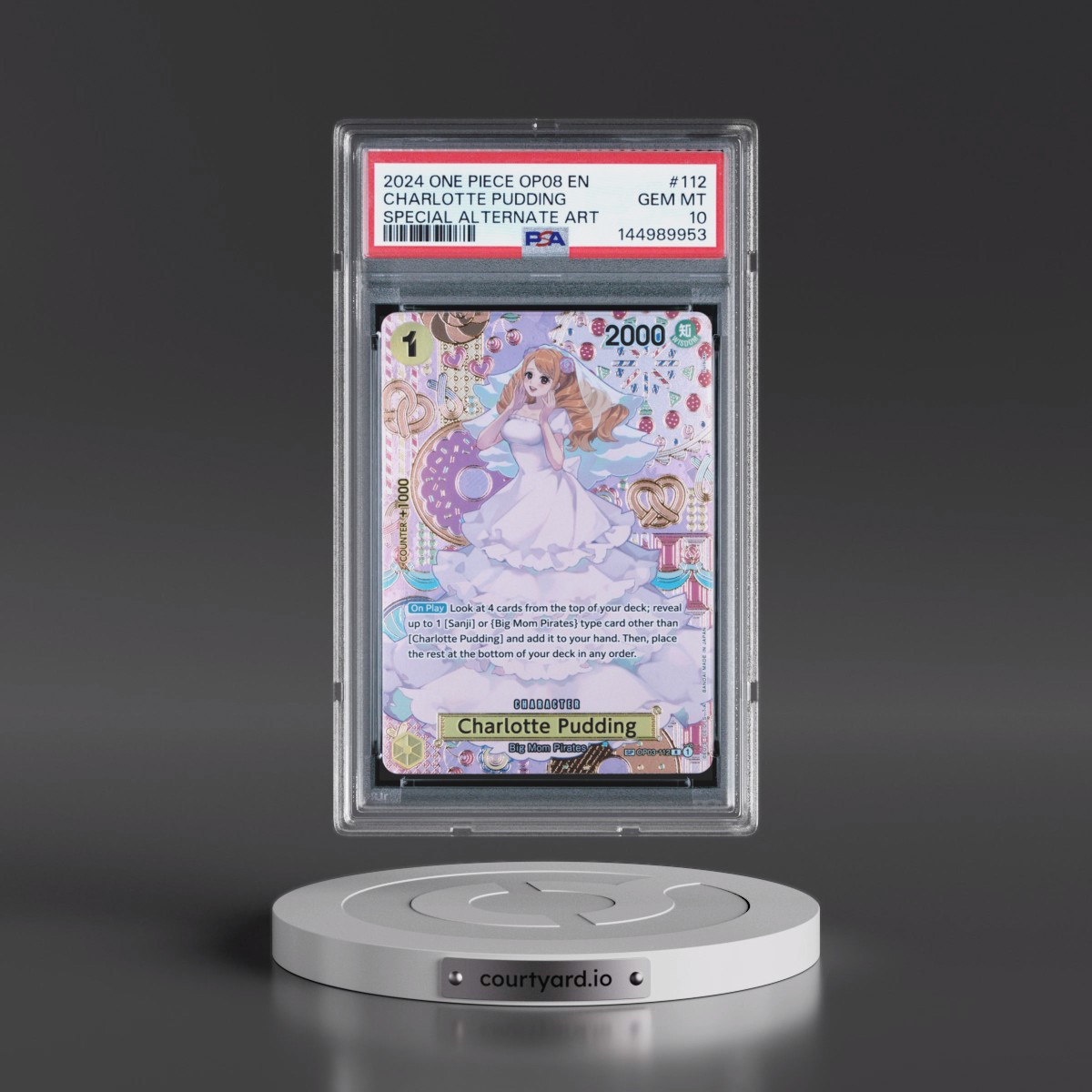 2024 One Piece OP08-Two Legends #112 Charlotte Pudding - Special Alternate Art (PSA 10 GEM MINT)