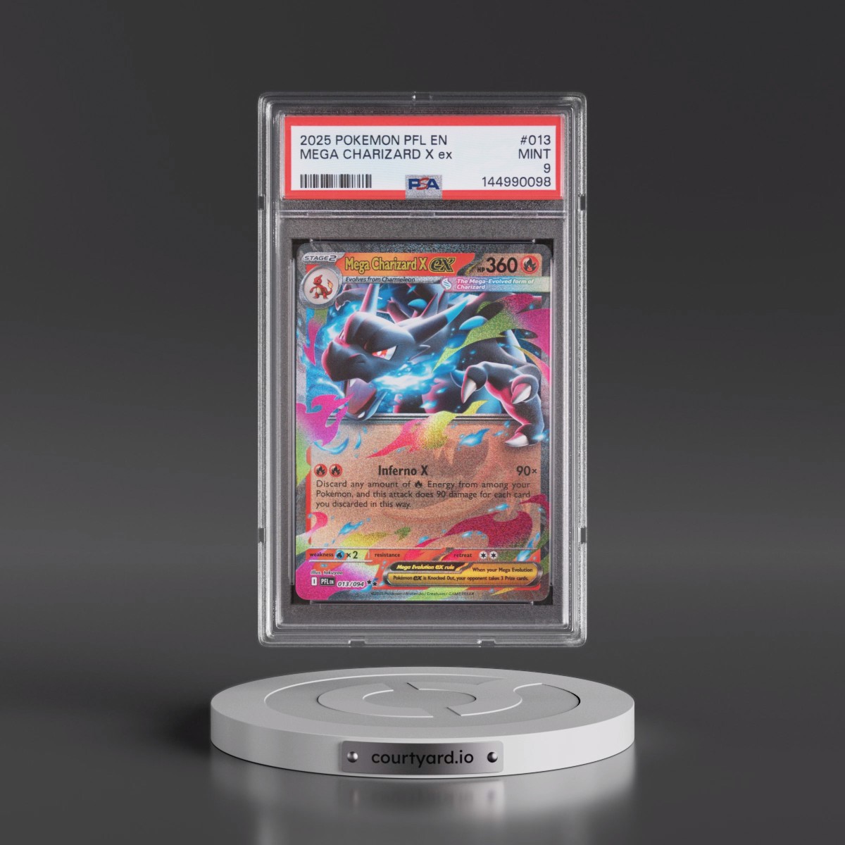 2025 Pokémon Pfl EN-Phantasmal Flames #013 Mega Charizard X EX - Holo (PSA 9 MINT)