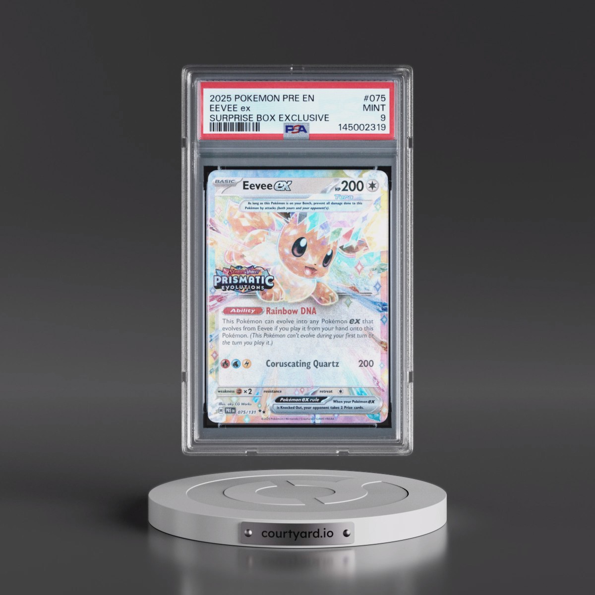 2025 Pokémon Pre EN-Prismatic Evolutions #075 Eevee EX - Holo Surprise Box Exclusive (PSA 9 MINT)