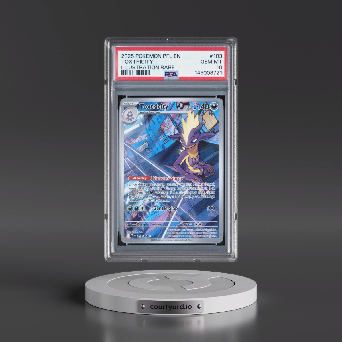 2025 Pokémon Pfl EN-Phantasmal Flames #103 Toxtricity - Illustration Rare (PSA 10 GEM MINT)