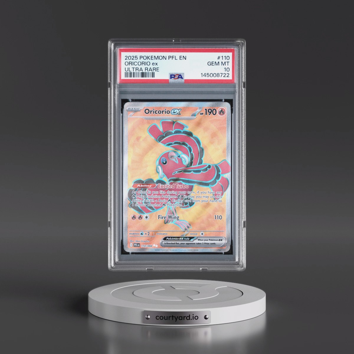 2025 Pokémon Pfl EN-Phantasmal Flames #110 Oricorio EX - Holo Ultra Rare (PSA 10 GEM MINT)