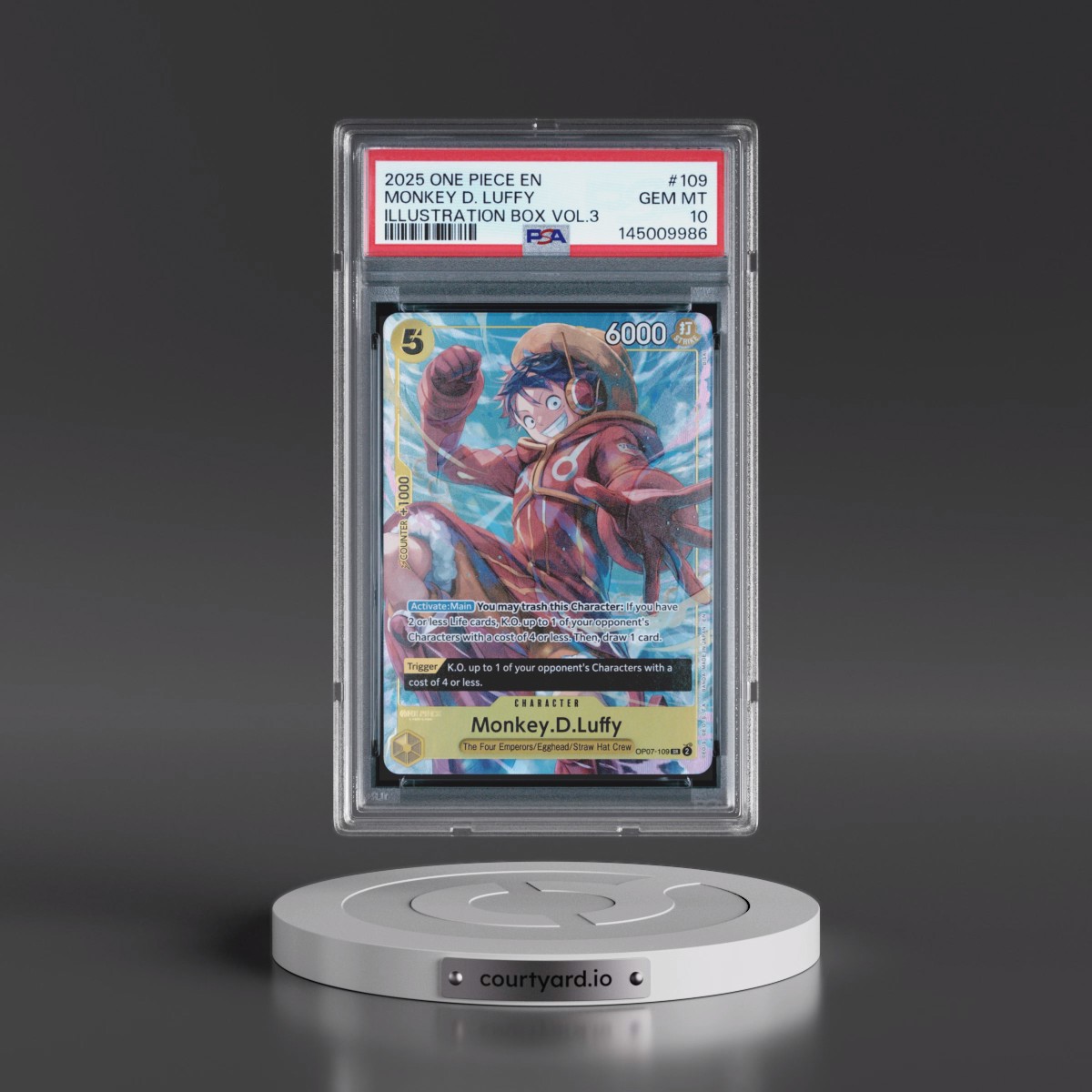 2025 One Piece Promos #109 Monkey D. Luffy - Illustration Box Vol.3 (PSA 10 GEM MINT)