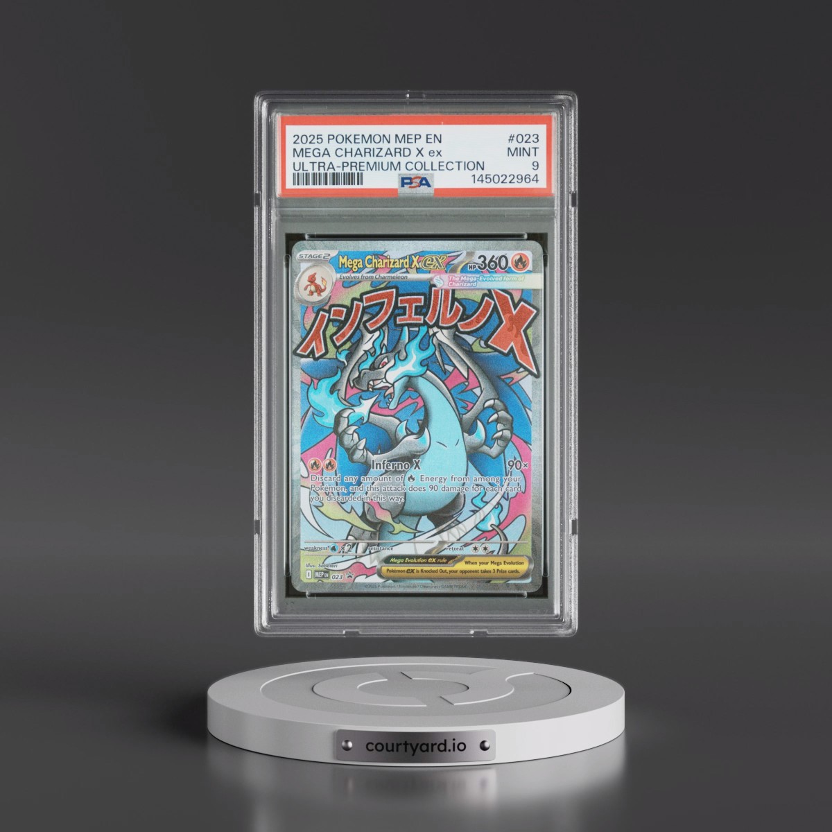 2025 Pokémon Mep EN-Me Black Star Promo #023 Mega Charizard X EX - Holo Mega Charizard X EX Ultra-Premium Collection (PSA 9 MINT)