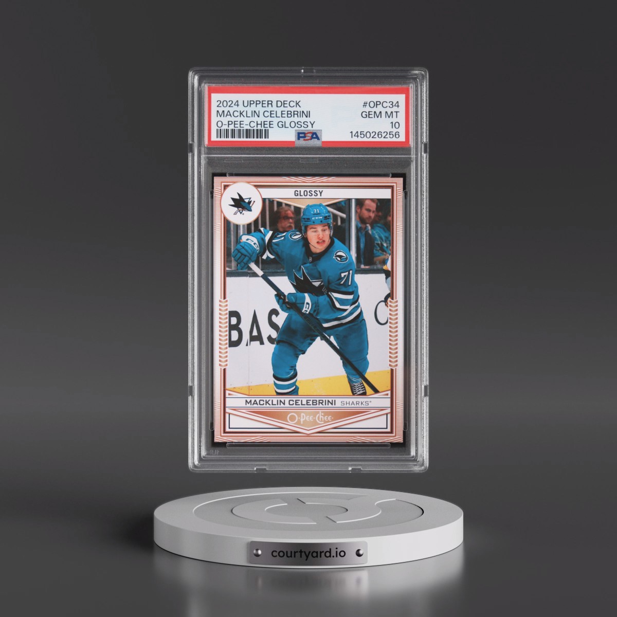 2024 Upper Deck O-Pee-Chee Glossy #OPC34 Macklin Celebrini (PSA 10 GEM MINT)