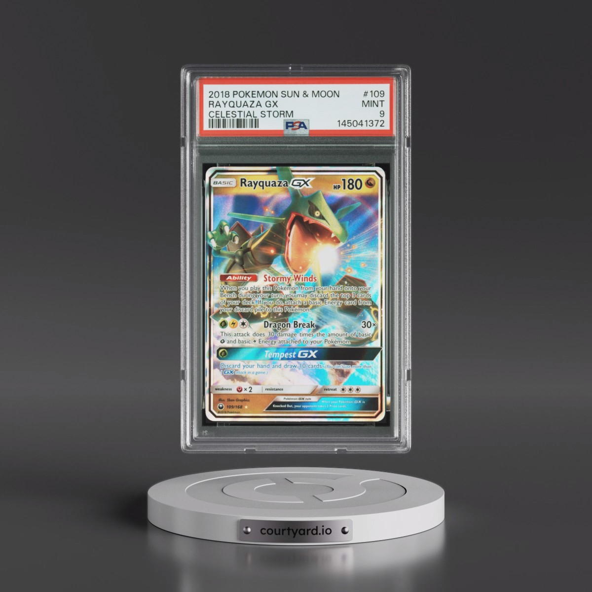 2018 Pokémon Sun & Moon Celestial Storm #109 Rayquaza GX - Holo (PSA 9 MINT)